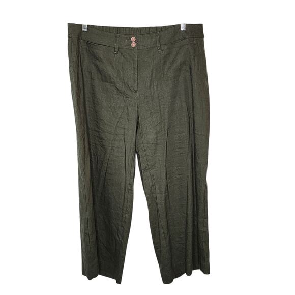J.Jill Pants - J. Jill Linen Stretch Cropped Wide Leg Pants Spanish Moss Size XL